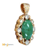 Vintage 14K Yellow Gold 4.76ct Jade and 1.04ctw Diamond Pendant