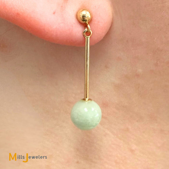 T. Sardelli & Sons 14k Yellow Gold Jade Post Dangle Earrings