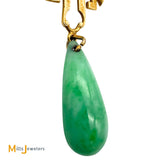 Antique Art Nouveau 14K Yellow Gold Jade and Pearl Dangle Necklace 16"