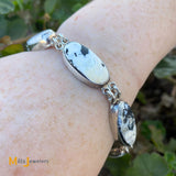 Jeanne & Felix Tsinijinnie Navajo Sterling Silver White Buffalo Turquoise Bracelet