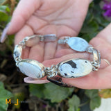 Jeanne & Felix Tsinijinnie Navajo Sterling Silver White Buffalo Turquoise Bracelet