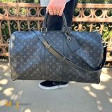 Louis Vuitton Monogram Eclipse Keepall Bandouliere 55 Coated Canvas Duffle Bag M40605