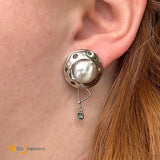 18K White Gold Platinum Keshi Pearl Diamond Alexandrite Earrings