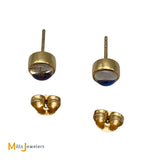 18K Yellow Gold Blue Moonstone Stud Earrings