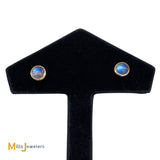 18K Yellow Gold Blue Moonstone Stud Earrings