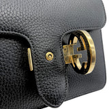 Gucci Black Calfskin Leather Dollar Small Interlocking G Crossbody Bag