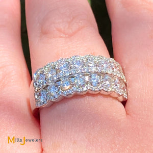 Le Vian Platinum 950 5-Row 1.65ctw Vanilla Diamond Band Ring Size 7