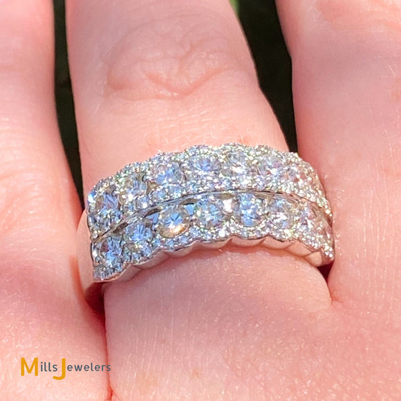Le Vian Platinum 950 5-Row 1.65ctw Vanilla Diamond Band Ring Size 7