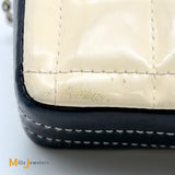 Chanel Vintage Cream and Black Patent Leather Chocolate Bar East West Shoulder Bag