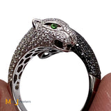 18K White Gold 1.71ctw Diamond/Gemstone Leopard Bypass Ring Size 7