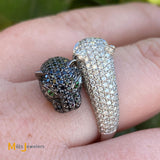 18K White Gold 1.71ctw Diamond/Gemstone Leopard Bypass Ring Size 7