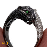18K White Gold 1.71ctw Diamond/Gemstone Leopard Bypass Ring Size 7