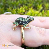 EFFY Safari 14K Yellow Gold 1.32ctw Tsavorite, 1.11ctw Sapphire & 0.095ctw Diamond Frog Ring Size 7