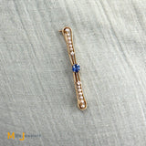 Vintage 14K Yellow Gold 0.28ct Blue Sapphire 0.05ctw Diamond and Pearl Lapel Pin