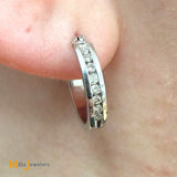 I.B. Goodman 14K White Gold 0.16ctw Diamond Channel Set Huggie Hoop Earrings