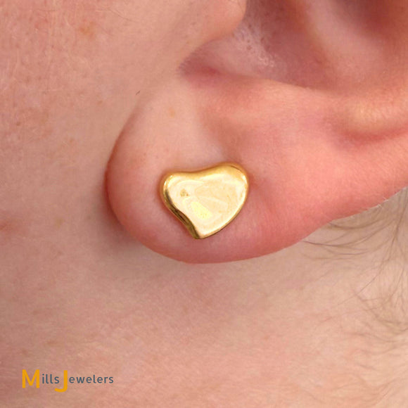 Tiffany & Co. 18k Yellow Gold Elsa Peretti Full Heart Post Earrings
