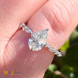 GIA Certified 14K White Gold 1.19ct Pear Brilliant Diamond 1.49ctw Ring Size 4