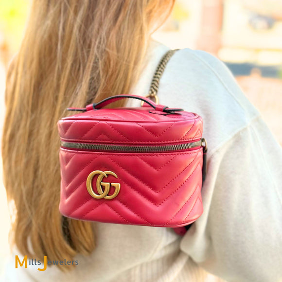 Gucci GG Marmont Mini Vanity Red Leather Backpack