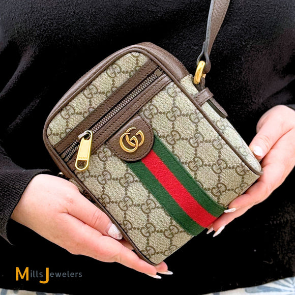 Gucci Ophidia GG Supreme Canvas Leather Crossbody Bag