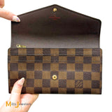 Louis Vuitton Sarah Damier Ebene Canvas and Leather Snap Wallet N63209