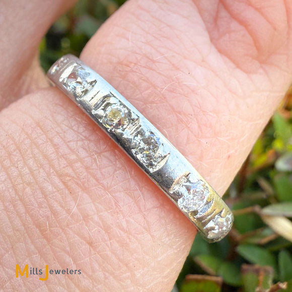 Platinum 0.42ctw Round Brilliant Natural Diamond Eternity Band Ring Size 5.5