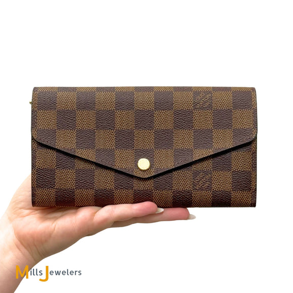 Louis Vuitton Sarah Damier Ebene Canvas and Leather Snap Wallet N63209