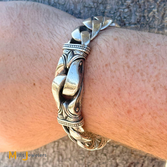 SCOTT KAY 18K Yellow Gold 925 Sterling Silver Heavy Link Bracelet