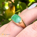 14k Yellow Gold 4.91ct Jade Cabochon Saddle Ring Size 6.25