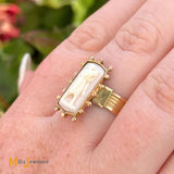 Antique 14k Yellow Gold Hand-Carved Coral Cameo Ring Size 8.25