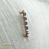 Vintage Hammerman Brothers 14K Yellow Gold 0.75ctw Blue Sapphire 0.7ctw Pearl Lapel Pin