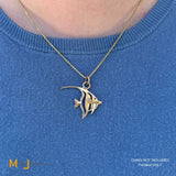 Signed CES 14k Yellow Gold Moorish Idol Fish Pendant