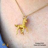 18K Yellow Gold and Platinum 0.01ctw Diamond Unicorn Slide Pendant