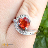 14K White Gold 0.75ct Spessartite Garnet and 0.21ctw Diamond Ring Size 5.25
