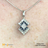 14K White Gold 0.5ctw Blue Sapphire and 0.54ctw Diamond Slide Geometric Pendant