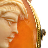Antique 18K Yellow Gold Hand-Carved Cameo Pendant/Brooch