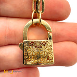 Vintage Golden Clef International S.P.A. 14K Yellow Gold Hollow Link Chain with Lock Necklace