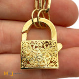 Vintage Golden Clef International S.P.A. 14K Yellow Gold Hollow Link Chain with Lock Necklace