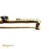 Vintage 14K Yellow Gold 0.28ct Blue Sapphire 0.05ctw Diamond and Pearl Lapel Pin