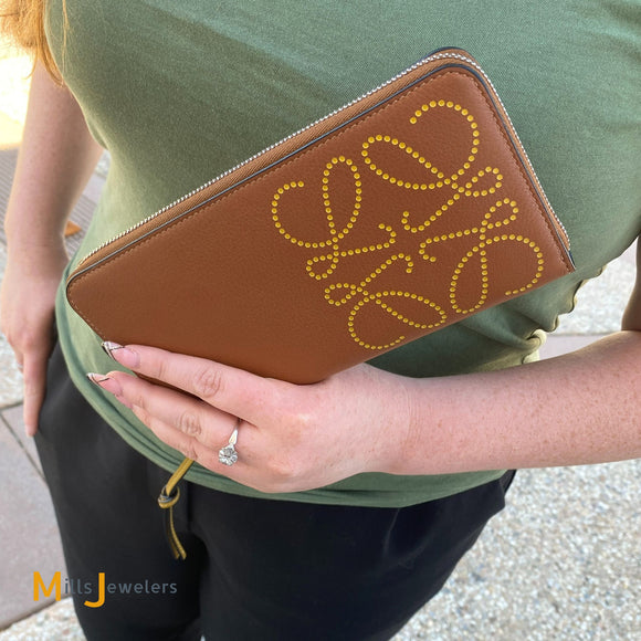 Loewe Zip-Around Wallet in Classic Tan Calfskin