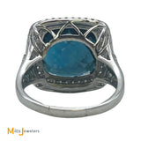 14K White Gold EFFY 12.30ct London Blue Topaz 1.20ctw Diamond Halo Cocktail Ring Size 9.5