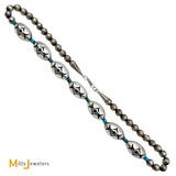 Sterling Silver 925 Barrel Turquoise Bead Necklace 18"