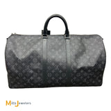Louis Vuitton Monogram Eclipse Keepall Bandouliere 55 Coated Canvas Duffle Bag M40605