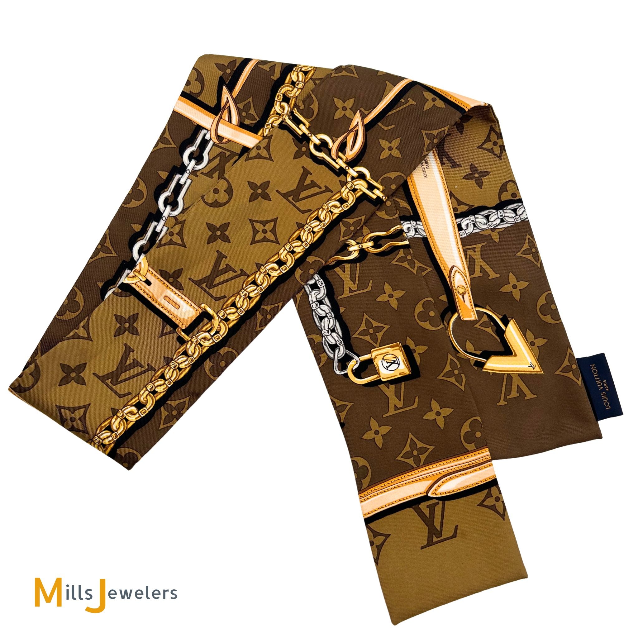 Louis Vuitton Monogram Confidential Bandeau Silk Scarf Brown 2018