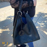 Louis Vuitton Carmel Mahina Perforated Leather Monogram Black Hobo Bag