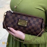 Louis Vuitton Eva Clutch Damier Ebene Canvas with Shoulder Strap