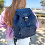 Louis Vuitton Vintage Montsouris GM Monogram Denim Navy Blue Backpack 2003