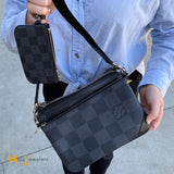 Louis Vuitton Graphite Trio Messenger Bag, Pouch, and Zipped Coin Purse