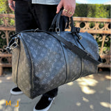 Louis Vuitton Monogram Eclipse Keepall Bandouliere 55 Coated Canvas Duffle Bag M40605