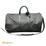 Louis Vuitton Monogram Eclipse Keepall Bandouliere 55 Coated Canvas Duffle Bag M40605