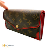 Louis Vuitton Sarah Retrio Monogram Burgundy Red Long Snap Wallet M61184